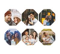 Sottobicchieri personalizzati, Set di sottobicchieri in pelle personalizzati con foto, immagine e testo, Sottobicchieri di tazza personalizzati per birra, regalo personalizzato (Ottagonale, 6 Pezzi)