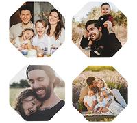 Sottobicchieri personalizzati, Set di sottobicchieri in pelle personalizzati con foto, immagine e testo, Sottobicchieri di tazza personalizzati per birra, regalo personalizzato (Ottagonale, 4 Pezzi)