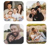 Sottobicchieri personalizzati, Set di sottobicchieri in pelle personalizzati con foto, immagine e testo, Sottobicchieri di tazza personalizzati per birra, regalo personalizzato (Piazza, 4 Pezzi)