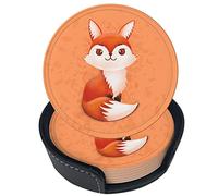 sottobicchieri pezzi di in pelle a forma di volpe dei cartoni animati per bevande con supporto, set di sottobicchieri, per tazze da tavolo per soggiorno, cucina, arredamento per caff