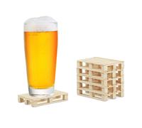 Relaxdays 24x Sottobicchieri Mini Pallet, Set da 24, Poggiabicchieri Antiscivolo, Bancali in Legno, HLP: 2x12x8cm, Naturale