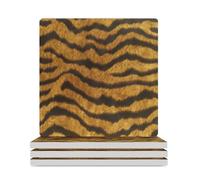Sottobicchieri quadrati in ceramica, motivo a strisce nere e gialle, con stampa a strisce di pelle di tigre, per proteggere il tavolo, il tavolino da caffè, l'ufficio, la casa, idea regalo per