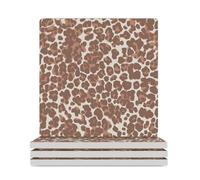 Sottobicchieri quadrati in ceramica, motivo leopardato con ghepardo, colore rosso, marrone e grigio chiaro, per proteggere il tavolo, il tavolino da caffè, l'ufficio, la casa, idea regalo per