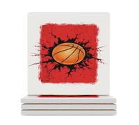 Sottobicchieri quadrati in ceramica, motivo palla da basket, 4 pezzi, per proteggere il tavolo, il tavolino da caffè, l'ufficio, la casa, idea regalo per l'inaugurazione della casa