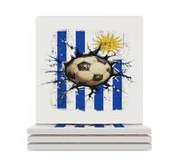 Sottobicchieri quadrati in ceramica, motivo pallone da calcio, 4 pezzi, per proteggere il tavolo, il tavolino da caffè, l'ufficio, la casa, idea regalo per l'inaugurazione della casa