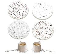 Sottobicchieri Rotondi, 4 Pezzi Sottobicchieri per Bicchieri, sottobicchieri in Terra di Diatomee Assorbenti, Set di portabicchieri Antiscivolo per Bevande, Caffè, Birra, Bicchieri e Tazze da Tè
