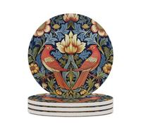 Sottobicchieri rotondi in ceramica, 4 pezzi, con motivo floreale blu e rosso, per proteggere il tavolo, il tavolino da caffè, l'ufficio, la casa, idea regalo per l'inaugurazione della casa