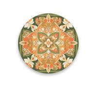 Sottobicchieri rotondi in ceramica bohémien con fiori arancioni per bevande, resistenti al calore, decorazione per la casa con retro in