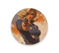 Sottobicchieri rotondi in ceramica misteriosa bionda con futuro guerriero per bevande, resistenti al calore, decorazione per sala da pranzo con retro in sughero