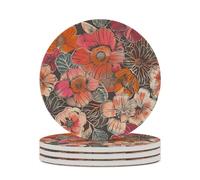 Sottobicchieri rotondi in ceramica, motivo floreale vintage, per proteggere il tavolo, il tavolino da caffè, l'ufficio, la casa, idea regalo per l'inaugurazione della casa, confezione da 4 pezzi