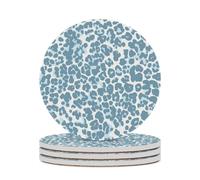 Sottobicchieri rotondi in ceramica, motivo leopardato con ghepardo, azzurro e bianco, per proteggere il tavolo, il tavolino da caffè, l'ufficio, la casa, idea regalo per l'inaugurazione della casa