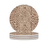 Sottobicchieri rotondi in ceramica, motivo leopardato marrone, motivo pelle di animale, per proteggere il tavolo, il tavolino da caffè, l'ufficio, la casa, idea regalo per l'inaugurazione della casa