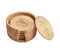 Sottobicchieri rotondi in fibra naturale di vimini fatti a mano, con scaffale, essenziali per gli spazi di vita di tutti i giorni