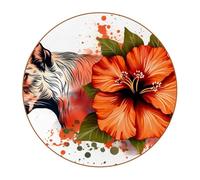 Sottobicchieri rotondi in microfibra con tigre e ibisco, antiscivolo, assorbenti, riutilizzabili, per uso domestico e quotidiano