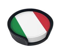 Sottobicchieri rotondi in pelle con bandiera italiana (set di 6) Decorazioni da tavola delicate e morbide, adatte per tazze da caffè, tazze, ecc.