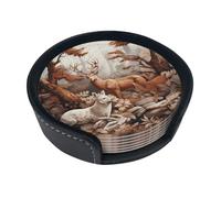 Sottobicchieri rotondi in pelle con cervo da caccia, 10,2 cm, resistenti alle macchie e alle scottature (set da 6) con custodia per la decorazione e la protezione della tavola della casa