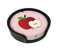 Sottobicchieri rotondi in pelle con frutta rossa (set di 6) Decorazioni da tavola delicate e morbide, adatte per tazze da caffè, tazze, ecc.