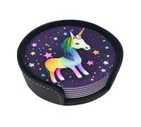 Sottobicchieri rotondi in pelle con stella di un cavallo (set di 6) Decorazioni da tavola delicate e morbide, adatte per tazze da caffè, tazze, ecc.