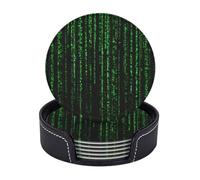 Sottobicchieri rotondi in pelle con supporto, sottobicchieri a matrice verde per bevande, tappetino per tazza da caffè, sottobicchiere resistente al calore, per protezione da tavolo, accessori da