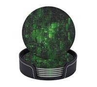 Sottobicchieri rotondi in pelle con supporto, sottobicchieri a matrice verde per bevande, tappetino per tazza da caffè, sottobicchiere resistente al calore, per protezione da tavolo, accessori da