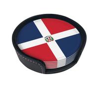 Sottobicchieri rotondi in pelle della Repubblica Dominicana (set di 6) Decorazioni da tavola delicate e morbide, adatte per tazze da caffè, tazze, ecc.