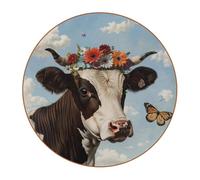 Sottobicchieri rotondi in pelle di microfibra con corona di mucca con fiori