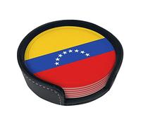 Sottobicchieri rotondi in pelle stampata con bandiera del Venezuela (set da 6) caratterizzano colori ricchi, motivi unici e sono facili da usare.
