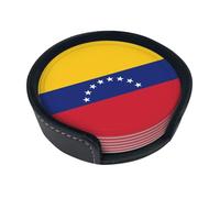 Sottobicchieri rotondi in pelle stampata con bandiera del Venezuela (set da 6) caratterizzano colori ricchi, motivi unici e sono facili da usare.