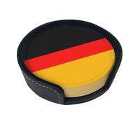 Sottobicchieri rotondi in pelle stampata con bandiera della Germania (set da 6) con colori ricchi, motivi unici e facili da usare.