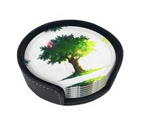 Sottobicchieri rotondi in poliuretano con stampa Big Tree in The Sun (6 pezzi) - impermeabili e a prova di scottature, adatti per tazze da caffè, tazze da tè, bicchieri