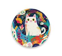 Sottobicchieri rotondi in sughero in ceramica con il gatto nel giardino, per bevande, resistenti al calore, decorazione estetica con retro in sughero