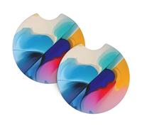 Sottobicchieri rotondi per auto con pittura ad acquerello, confezione da 2 sottobicchieri universali per auto, accessori per interni auto, 2,7 pollici, e (circa 6,9 cm).