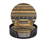 Sottobicchieri rotondi per bevande, set di 6, in pelle PU, con supporto, il re drago nel sottobicchiere per tazza di fuoco