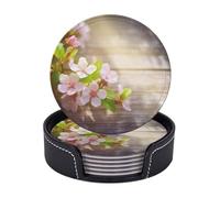 Sottobicchieri rotondi per bevande, set di 6, sottobicchieri in pelle PU con supporto, sottobicchiere per tazza da crociera in riva al mare per bere tappetino