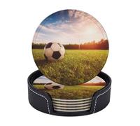 Sottobicchieri rotondi per bevande, set di 6, sottobicchieri in pelle PU con supporto, sottobicchiere per tazza da crociera in riva al mare per bere tappetino