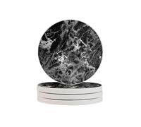 Sottobicchieri rotondi, sottobicchieri in diatomite, sottobicchieri per bevande, tazze, tappetini, set di 4Pietra di marmo grigio grafite argento nero