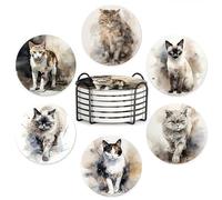 Sottobicchieri, Set di 6 Premium Design sottobicchieri con Supporto, Sottobicchieri per Bevande in Pietra Ceramica Assorbente, Regalo Grazioso per Natale Decorazioni
