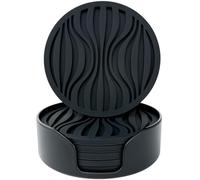 Sottobicchieri Silicone set di 6,Thick Design(0.5cm) Tazze Rotonde Tazza Sottobicchieri,Resistente al Calore,Bevande Sottobicchieri,Coffee Pads Beer Bar Mat,Con Striscia Antiscivolo (Nero)