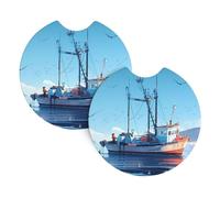 Sottobicchieri stampati a forma di nave marina (6,9 cm di diametro), sottobicchieri assorbenti e a prova di perdite