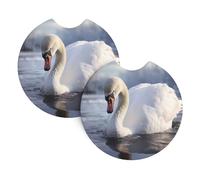 Sottobicchieri stampati con cigno bianco che gioca nell'acqua (6,9 cm di diametro), sottobicchieri assorbenti e a prova di perdite