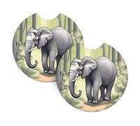 Sottobicchieri stampati con elefante che cammina (6,9 cm di diametro), sottobicchieri assorbenti e a prova di perdite