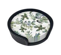 Sottobicchieri stampati con foglie di eucalipto verde per bevande con supporto, graziosi sottobicchieri da tavolino, set da 6, regali di benvenuto per la nuova casa, decorazioni per la casa persona