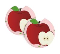 Sottobicchieri stampati con frutta rossa a cartoni animati per auto, decorazioni per la casa, protezioni per la tavola, confezione da 2 pezzi, diametro 6,9 cm
