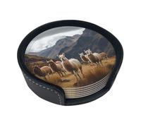 Sottobicchieri stampati con lama nelle Ande, sottobicchieri rotondi in pelle per tazze in ceramica, tazze da caffè, casa, bar, ufficio, set da 6