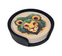 Sottobicchieri stampati con leone dei cartoni animati per bevande con supporto, graziosi sottobicchieri da tavolino, set da 6, regali di benvenuto per la nuova casa, decorazioni per la casa persona