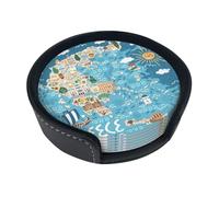 Sottobicchieri stampati con mappa della Grecia per bevande con supporto, graziosi sottobicchieri da tavolino, set da 6, regali di benvenuto per la nuova casa, decorazioni per la casa personalizzate