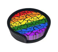 Sottobicchieri stampati con motivo arcobaleno Gay Pride per bevande con supporto, graziosi sottobicchieri da tavolo, set da 6, regali di benvenuto per la nuova casa, decorazioni per la casa persona