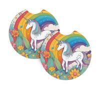 Sottobicchieri stampati con unicorni dei cartoni animati (6,9 cm di diametro), sottobicchieri assorbenti e a prova di perdite