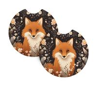 Sottobicchieri stampati con volpe seduta, diametro 6,9 cm, sottobicchieri assorbenti e a prova di perdite