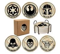 Sottobicchieri Star War per bevande, set da 6 pezzi, divertenti sottobicchieri con porta sottobicchieri, sottobicchieri in pietra e sughero per t